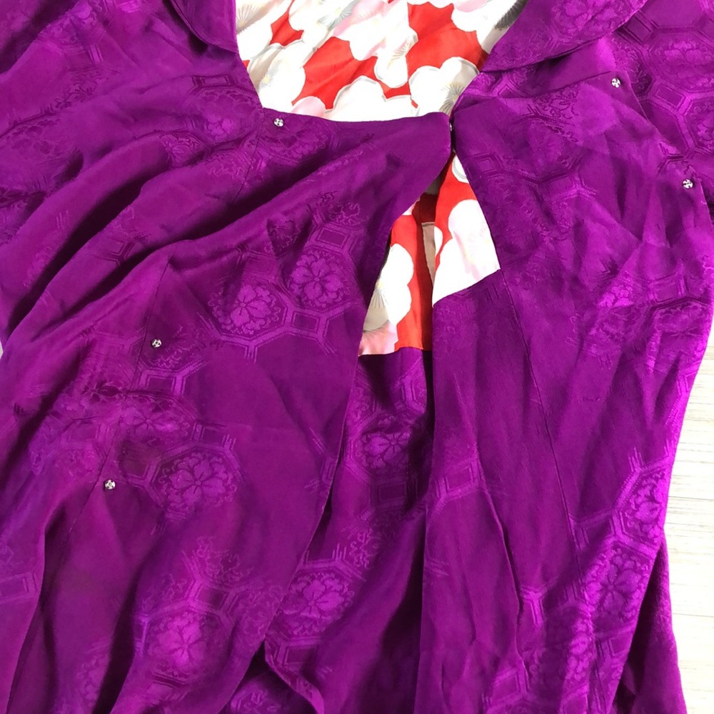 Purple silk kimono - Picture 5 of 11